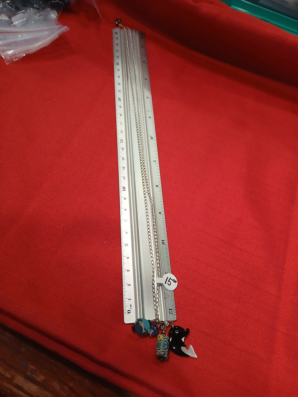 Bead, and Onyx with Mother of Pearl on 30cm chain